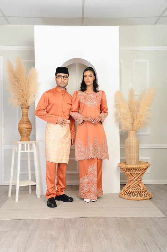 Baju Nikah Couple Set (Orange Bricks Color)