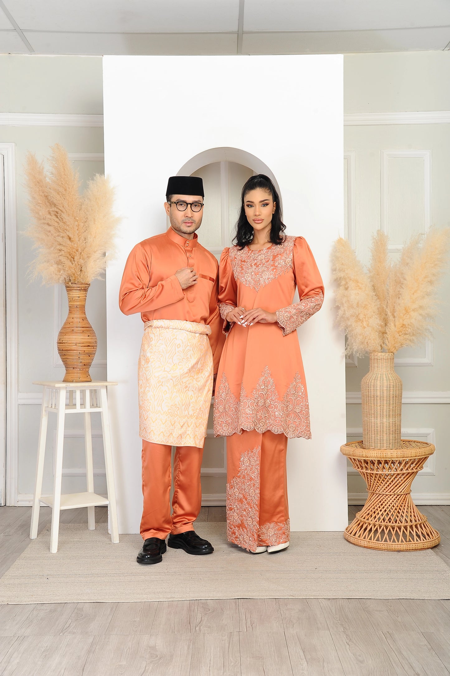 Baju Nikah Couple Set (Orange Bricks Color)