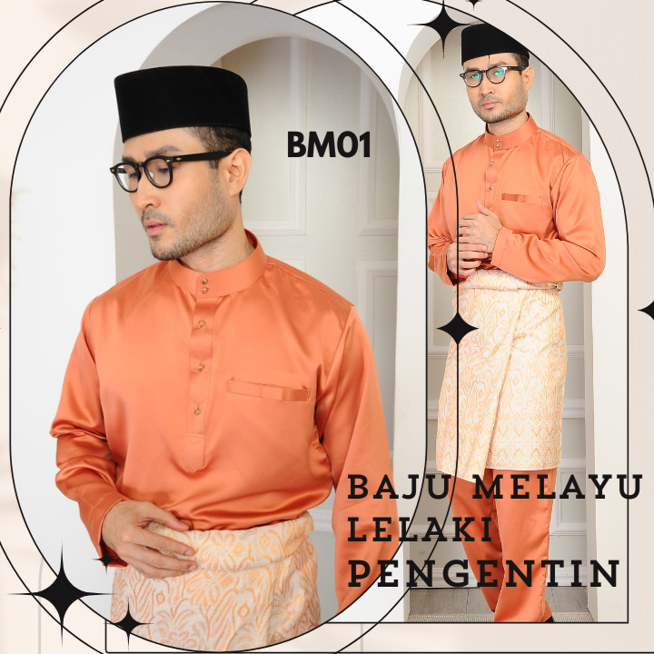 Baju Melayu Nikah Lelaki (Orange Bricks Color)